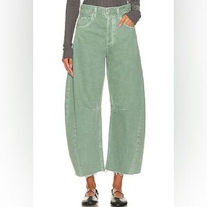 citizens of humanity horseshoe barrel leg jeans in green nova 27